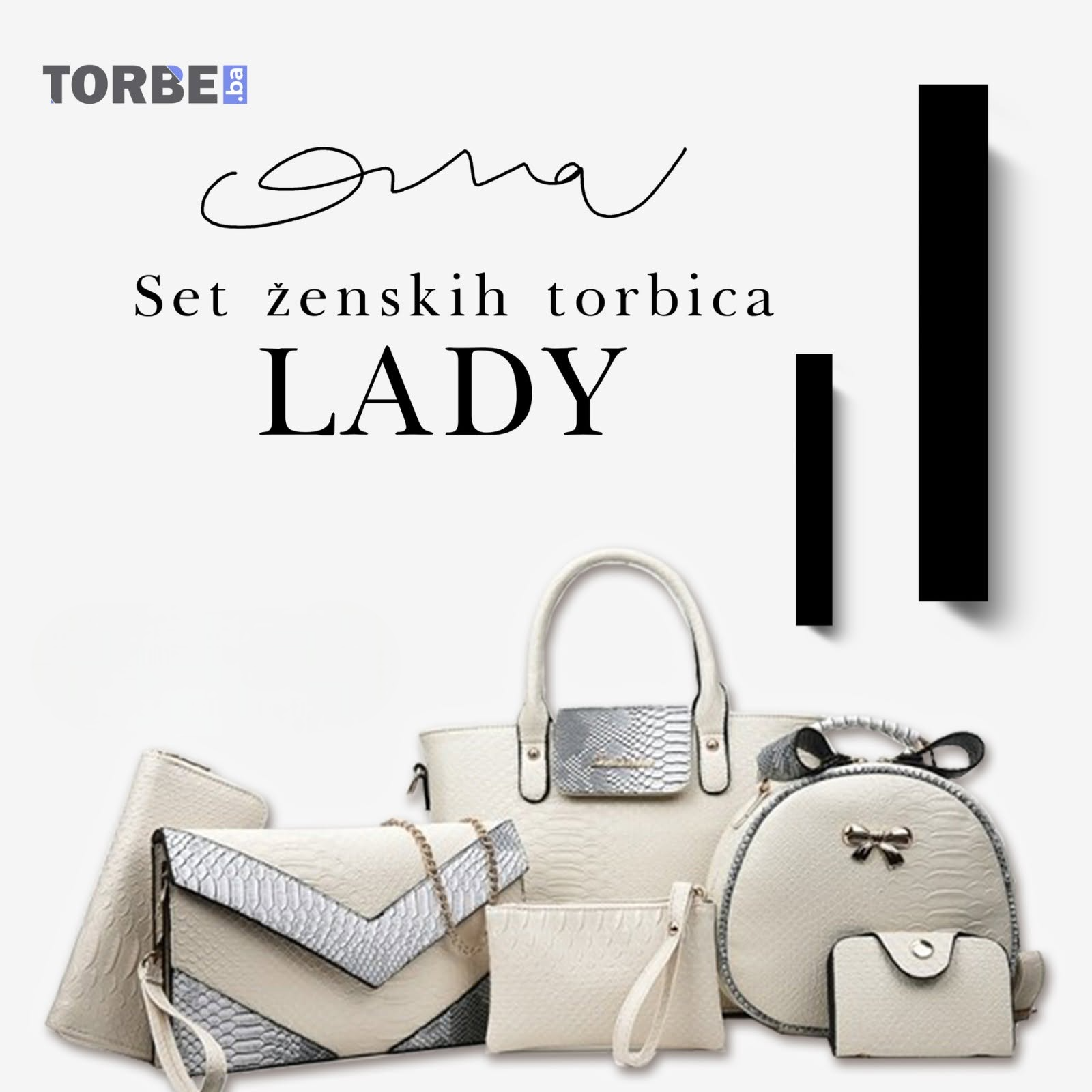 Lady set ženskih torbica - KREM BIJELA