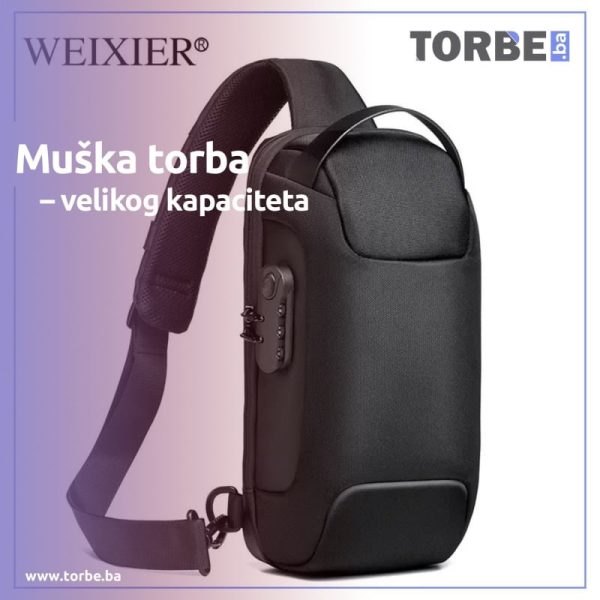 Muška crna torba na jedno rame Weixier Capacity