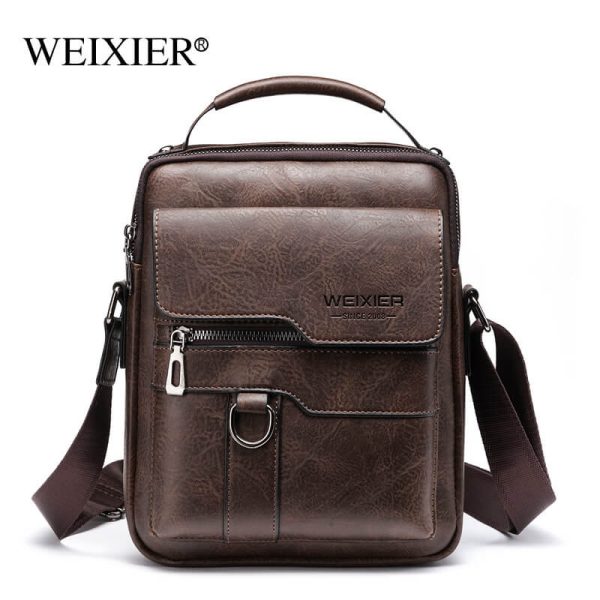 Muška kožna torba tamno smeđa Weixier Vintage